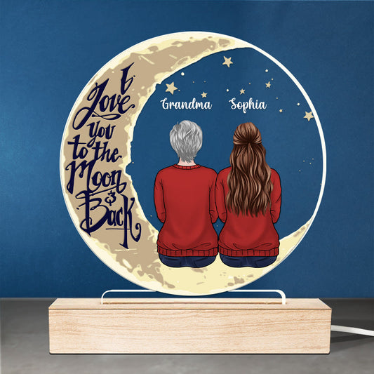 We Love You To The Moon And Back - Memorial Personalized Custom Round Shaped 3D LED Light - Sympathy Gift, Gift For Family Members