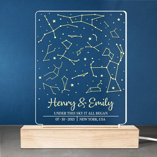 The Night We Met - Couple Personalized Custom Shaped 3D LED Light - Gift For Husband Wife, Anniversary