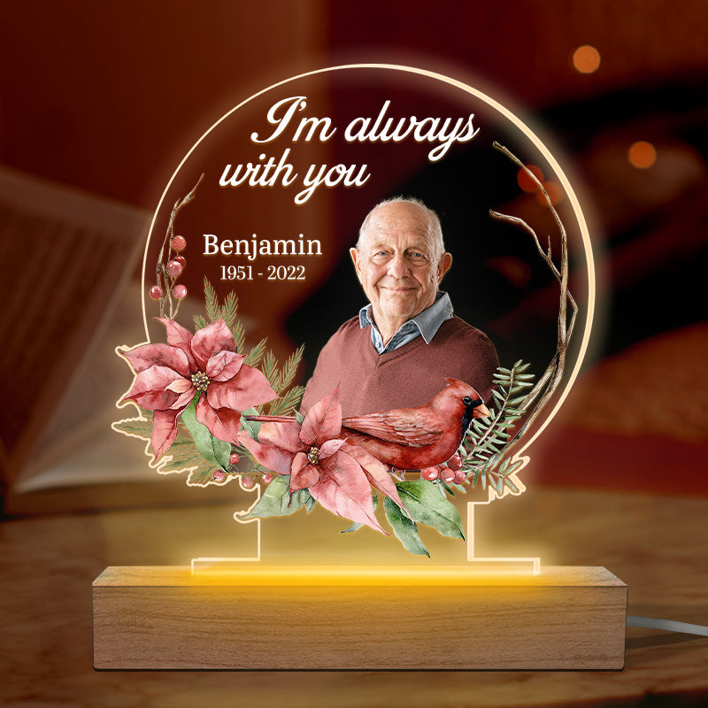 Custom Photo Cardinals Appear When Angels Are Near - Memorial Personalized Custom Round Shaped 3D LED Light - Sympathy Gift For Family Members
