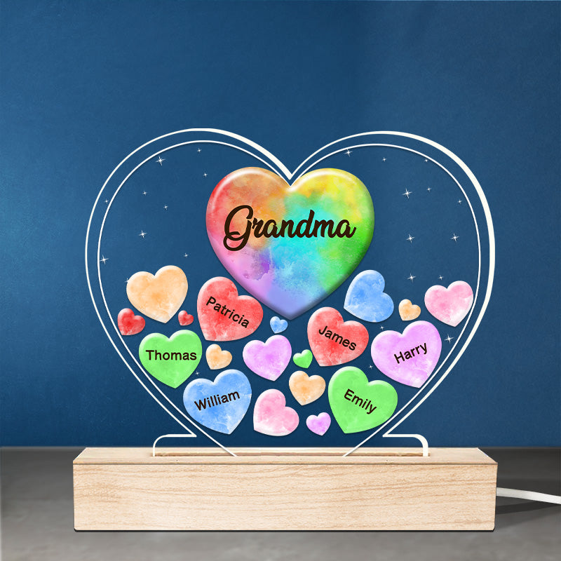 All My Beloved Sweethearts - Family Personalized Custom Heart Shaped 3D LED Light - Mother's Day, Gift For Mom, Grandma