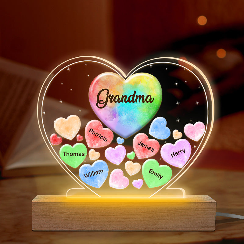 All My Beloved Sweethearts - Family Personalized Custom Heart Shaped 3D LED Light - Mother's Day, Gift For Mom, Grandma