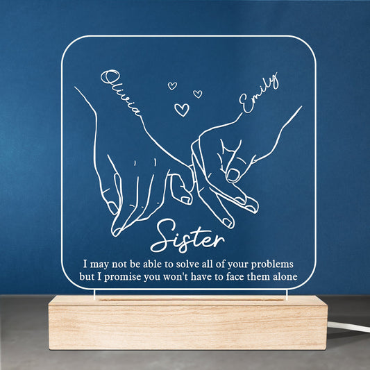 You Won't Have To Face Them Alone - Bestie Personalized Custom Square Shaped 3D LED Light - Gift For Best Friends, BFF, Sisters