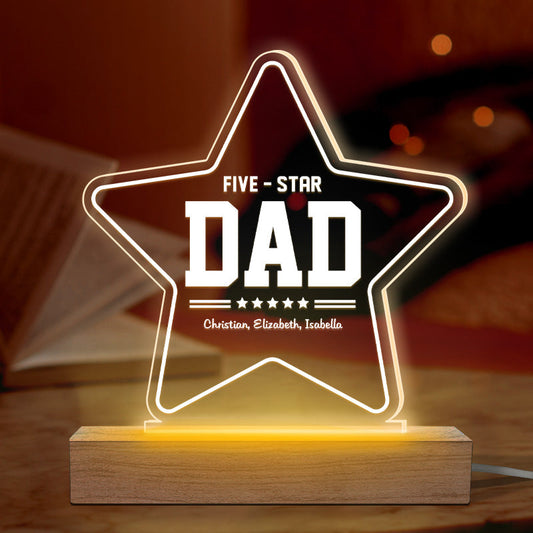 Our Five-Star Papa - Family Personalized Custom 3D LED Light - Father's Day, Birthday Gift For Dad