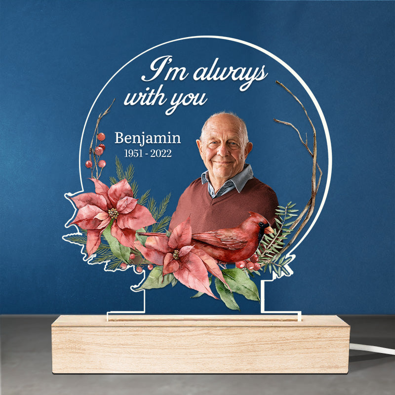 Custom Photo Cardinals Appear When Angels Are Near - Memorial Personalized Custom Round Shaped 3D LED Light - Sympathy Gift For Family Members