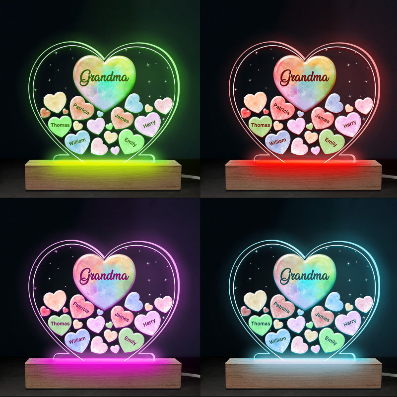 All My Beloved Sweethearts - Family Personalized Custom Heart Shaped 3D LED Light - Mother's Day, Gift For Mom, Grandma