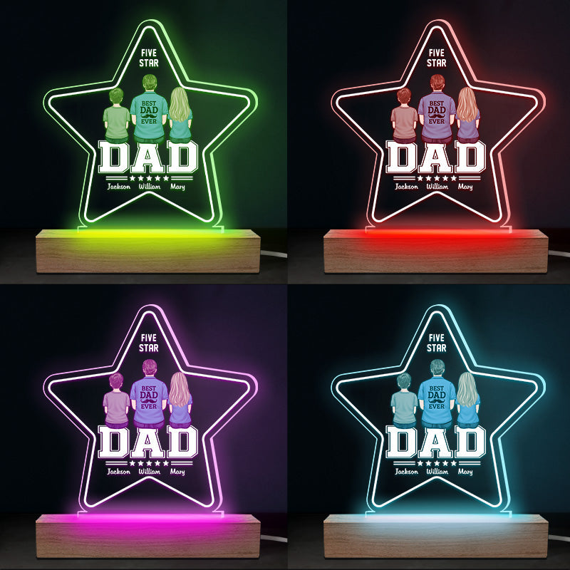 Best Dad Ever - Family Personalized Custom Five Star Shaped 3D LED Light - Father's Day, Birthday Gift For Dad