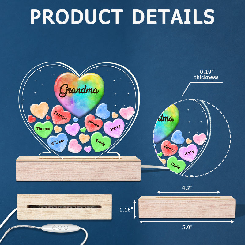 All My Beloved Sweethearts - Family Personalized Custom Heart Shaped 3D LED Light - Mother's Day, Gift For Mom, Grandma