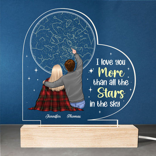 You Are All My Stars - Couple Personalized Custom Heart Shaped 3D LED Light - Gift For Husband Wife, Anniversary